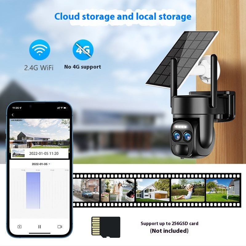 Dual Lenses Solar Camera 4G/Wifi Full Color Night Vision